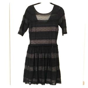 BCBG black & tan lace dress with pockets
